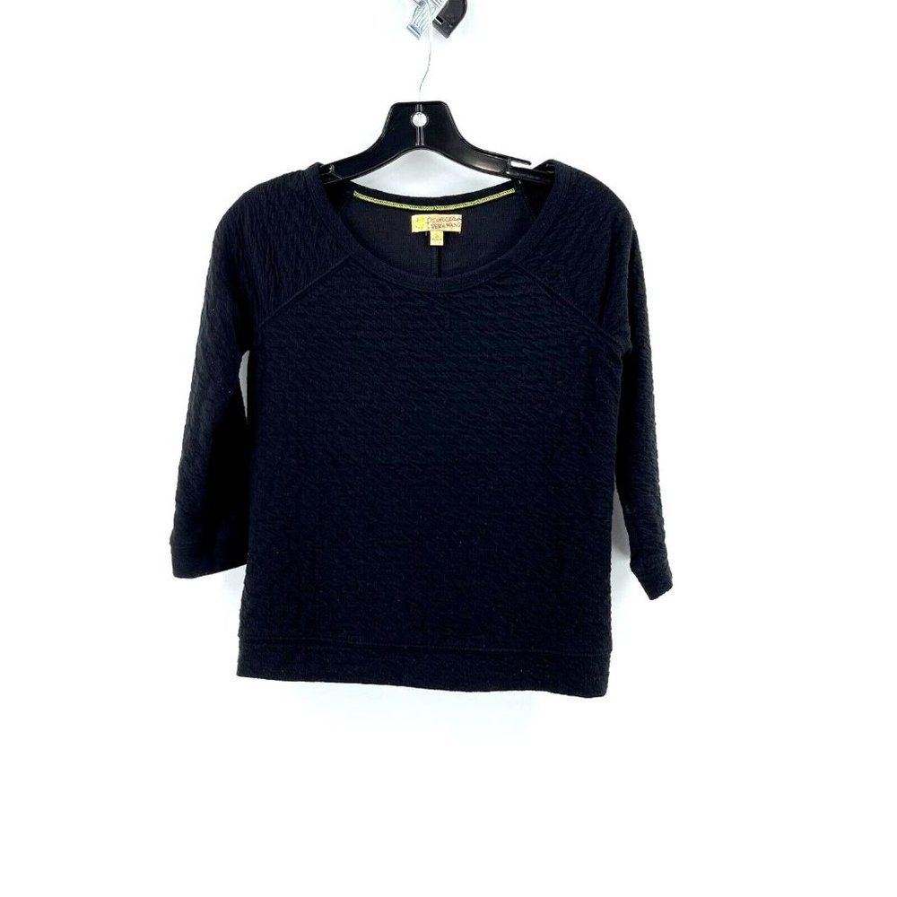 Princess Vera Wang Women's 3/4 Sleeve Black Textured Top Shirt Size Small
